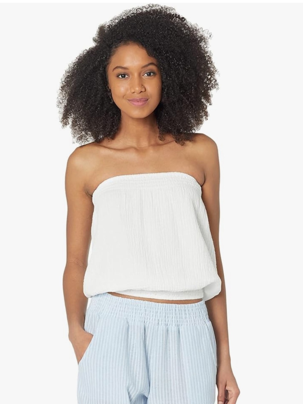 Bobi Beachy Strapless Gauze Top